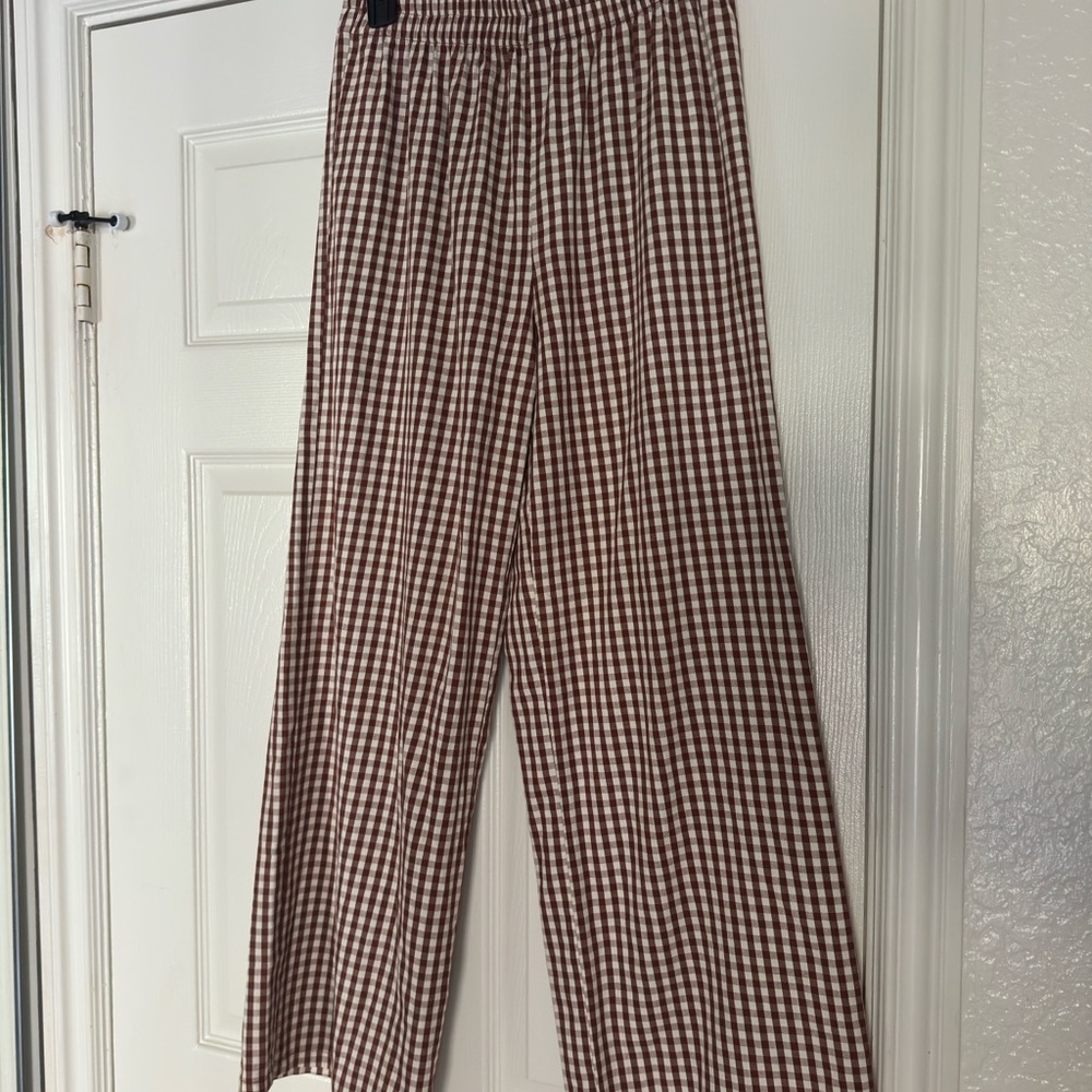Rylee + Cru Brown and White Gingham Pants - Picture 2 of 5